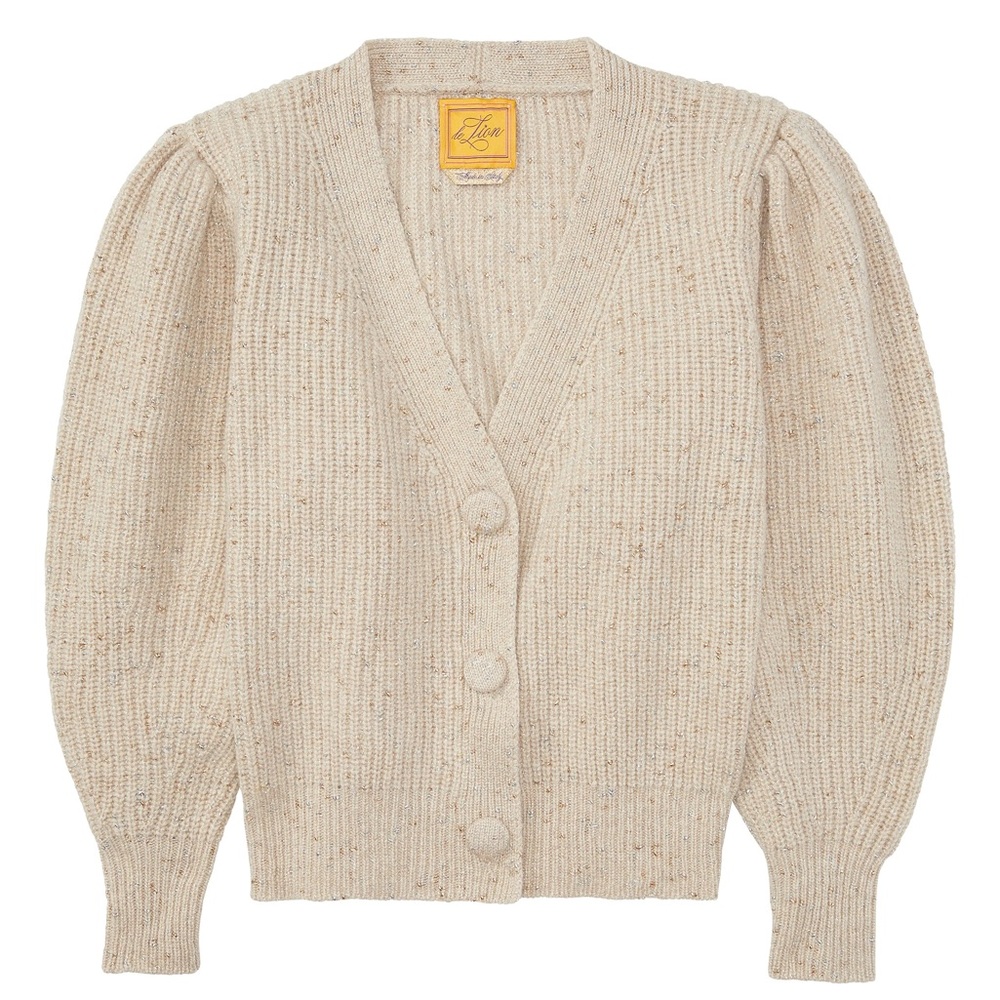 Molly V-Neck Cardigan from Le Lion - XL (tan / oat with sparkle)